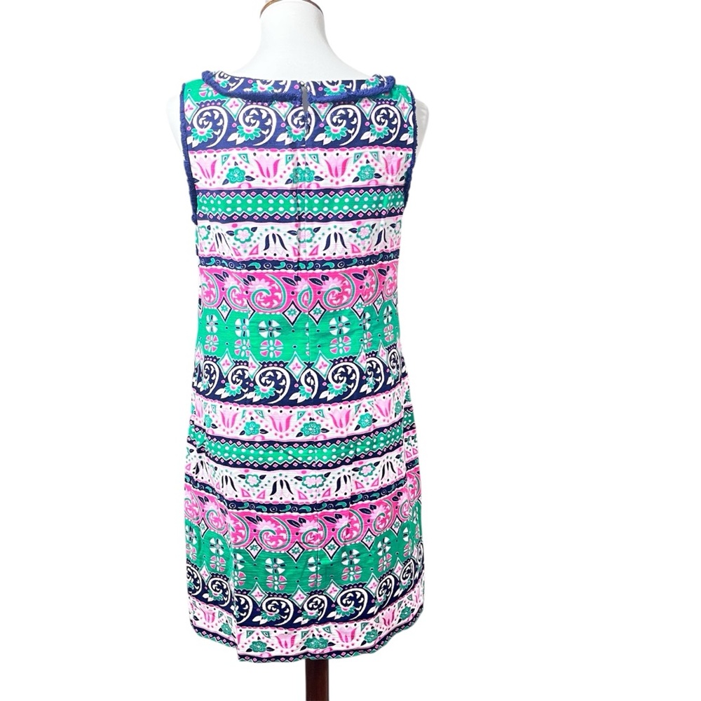 Talbots Sheath Dress Size 6 Multicolor Navy Green Pink Print Sleeveless - Picture 6 of 8